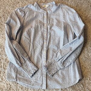 Boden Blue and White Gingham Button-Front Shirt
